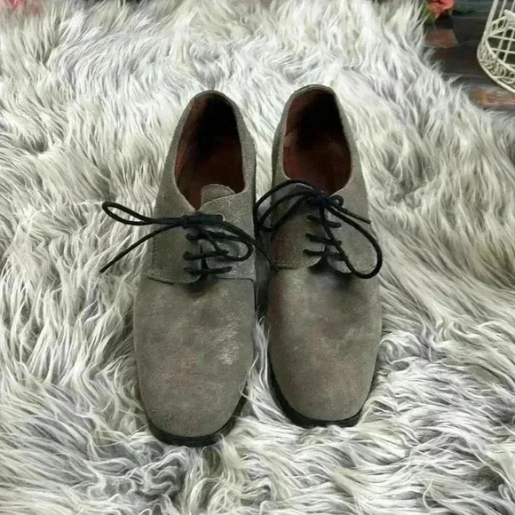 Hispanitas Beige/gray Suede Oxford Lace Up Low Heel Booties, EU 38 - Picture 2 of 10